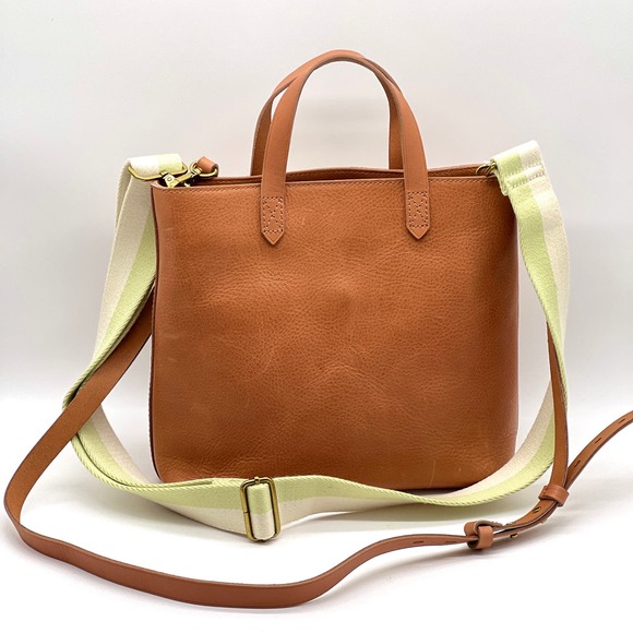 MADEWELL The Zip Top Transport Crossbody Bag Striped Edition Desert Camel NWT - Picture 4 of 11